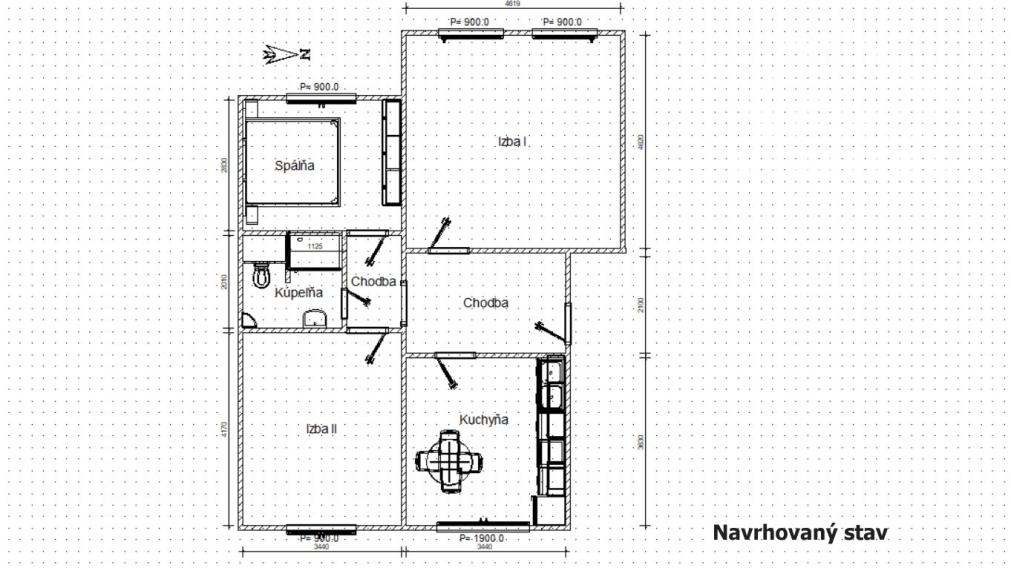 Priestranný 2-iz byt (72 m²) s potenciálom na 3 iz.